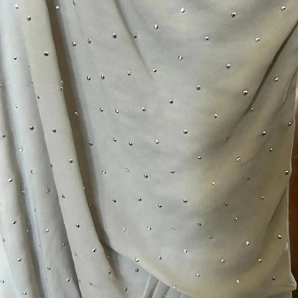 Express Chiffon One Shoulder Sleeveless Mini Dress Rhinestone Short Womens 6 - Picture 4 of 12